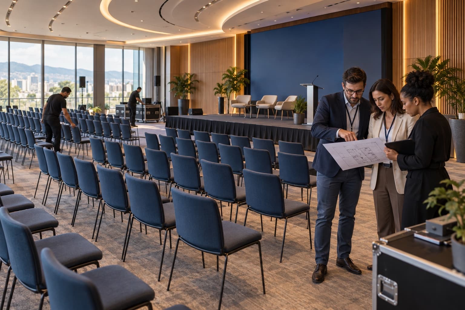 Auditório preparado para um evento de capacitação